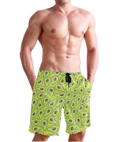 Board Shorts Mens Swim Trunks Anchors Starfish Beach Board Shorts - Fruit Avocados - C318NX99588