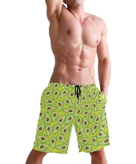 Board Shorts Mens Swim Trunks Anchors Starfish Beach Board Shorts - Fruit Avocados - C318NX99588