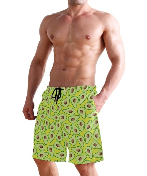 Board Shorts Mens Swim Trunks Anchors Starfish Beach Board Shorts - Fruit Avocados - C318NX99588