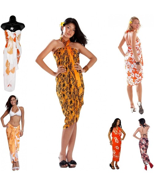 Cover-Ups Womens Assorted Floral Cover-Up Sarong Pot Luck No Returns - Orange - CK112BPO6TF