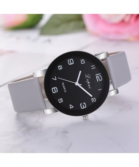 Rash Guards Womens Simple Wristwatch Stylish Digital Dial Faux Leather Band Analog Quartz Dress Watch Fine Festival Gift Gray...