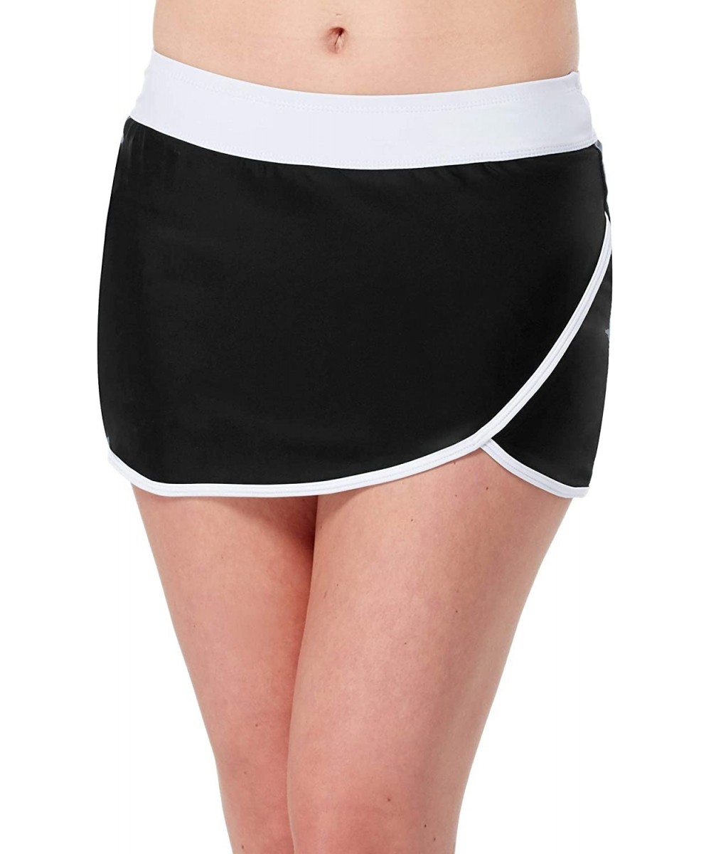 Tankinis Women's Plus Size Wrap Swim Skirt - Black-white - CP18T4XYIYH