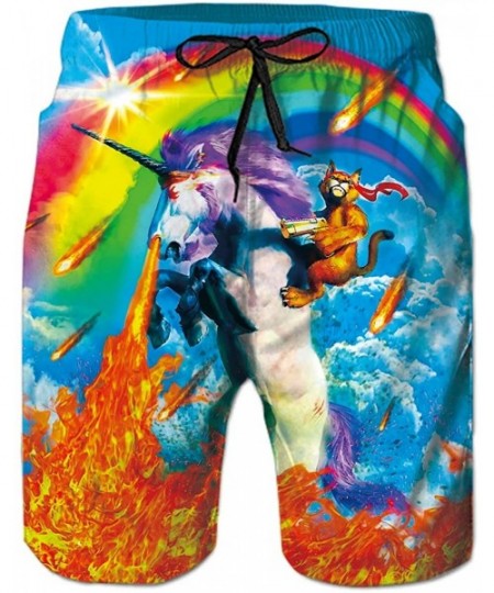 Briefs Men's Funny Swim Trunks Quick Dry Summer Surf Beach Board Shorts with Mesh Lining/Side Pockets - Unicorn - CZ190R7ZNKI