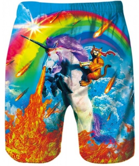 Briefs Men's Funny Swim Trunks Quick Dry Summer Surf Beach Board Shorts with Mesh Lining/Side Pockets - Unicorn - CZ190R7ZNKI