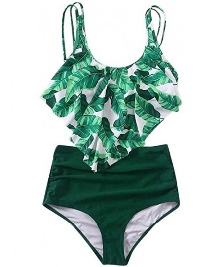 Sets Sexy Womens Swimsuit Push-Up Padded Bra Print Bathing Swimwear - E-green - CA19DSNYQ7L