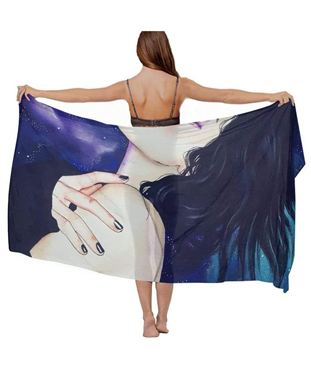 Cover-Ups Women Chiffon Scarf Shawl Wrap Sunscreen Beach Swimsuit Bikini Cover Up Galaxy Sad Goth Gotik Gothic Women Girl Art...