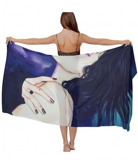 Cover-Ups Women Chiffon Scarf Shawl Wrap Sunscreen Beach Swimsuit Bikini Cover Up Galaxy Sad Goth Gotik Gothic Women Girl Art...