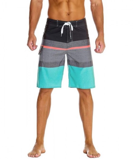 Trunks Men's Bathing Board Trunks Beach Shorts Holiday Hawaiian Colorful Striped - Gray - C5184YEKDDU