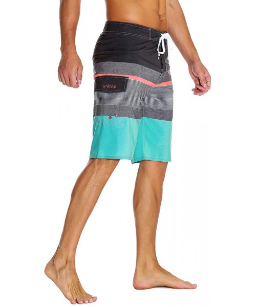 Trunks Men's Bathing Board Trunks Beach Shorts Holiday Hawaiian Colorful Striped - Gray - C5184YEKDDU