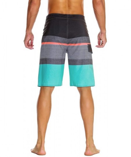 Trunks Men's Bathing Board Trunks Beach Shorts Holiday Hawaiian Colorful Striped - Gray - C5184YEKDDU