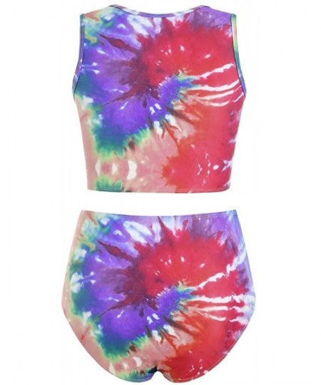 Sets Summer Women's Twist Front Tie Dye Padded Tankini Swimsuit - Multi-a - CT1967X23NX