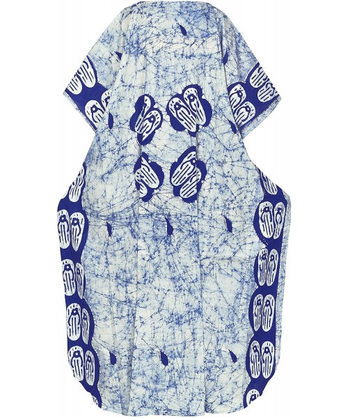 Cover-Ups Women's Kaftan Nightgown Lounge Dress Sleepwear Cover Ups Hand Batik A - Blue_c144 - C7123JUIN4T