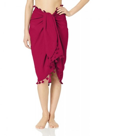 Cover-Ups Women's Beach Basics Cotton Gauze Sarong Swimsuit Cover Up - Boysenberry - C218QHRSO2K