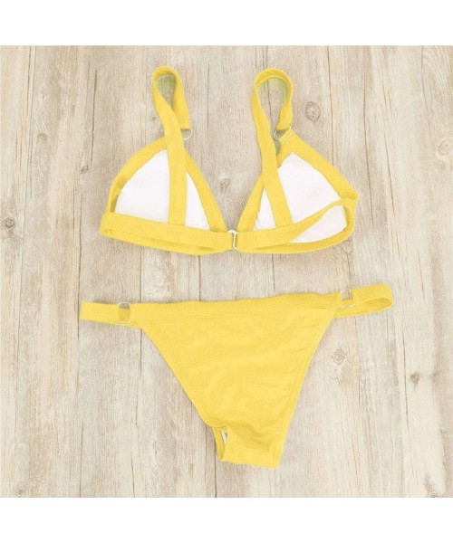 Sets Bikini Set Bandeau Brazilian Swimwear Two Pieces Swimsuit Beachwear Bathing Suits - Yellow - CO199OA3NED