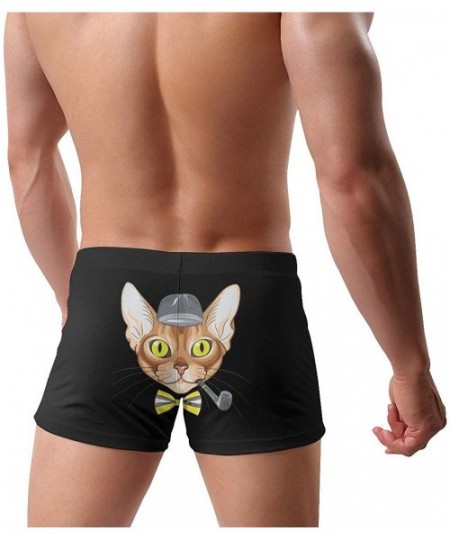 Briefs Funny Llama Alpaca Men's Quick Dry Swimsuit Boxer Trunks Square Cut Bathing Suits - Big Eye Cat Pipe - C7196EEMSRH