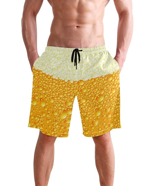 Racing Men's Swim Trunks Quick Dry Beach Board Shorts with Pockets - Beer - CH18QGEOLUE