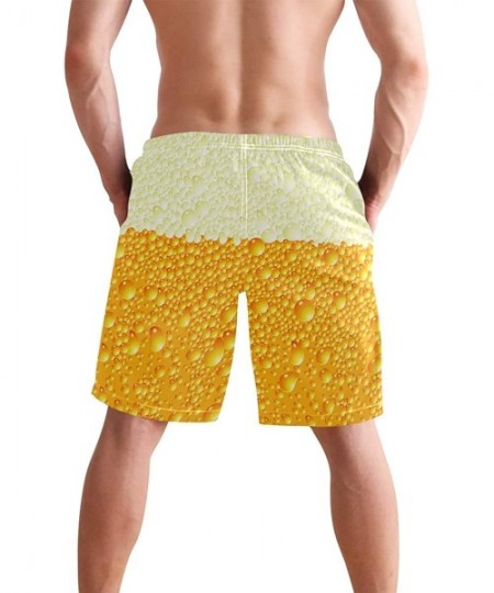 Racing Men's Swim Trunks Quick Dry Beach Board Shorts with Pockets - Beer - CH18QGEOLUE