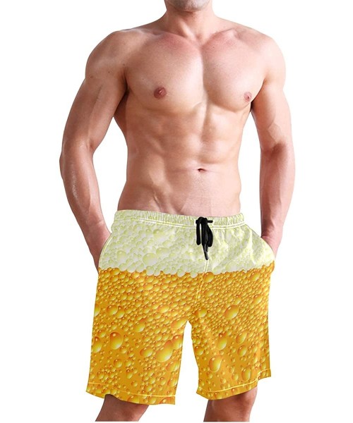 Racing Men's Swim Trunks Quick Dry Beach Board Shorts with Pockets - Beer - CH18QGEOLUE