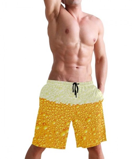 Racing Men's Swim Trunks Quick Dry Beach Board Shorts with Pockets - Beer - CH18QGEOLUE