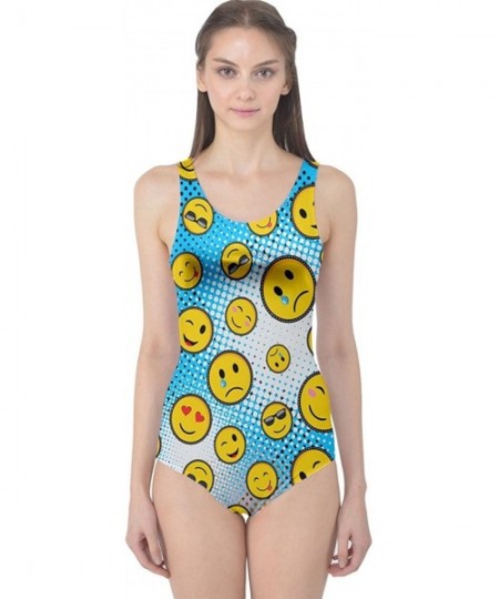 One-Pieces Womens Summer Vacation Holiday Pineapple Pop Art Lips Rock Triangles One Piece Swimsuit- X- Aqua Emotions - C718AA...