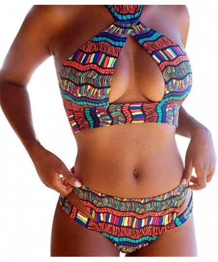 Sets Fashion Women Color Print Bikini Set Push-up Padded Bra Swimsuit Beach Swimwear - Multi Color - CI195408C7T