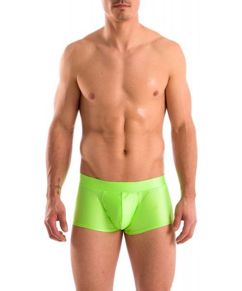 Racing Mens New Solid Hot Body Boxer Swimsuit - Lime - CL12O0ZJGR2