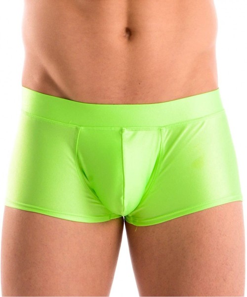 Racing Mens New Solid Hot Body Boxer Swimsuit - Lime - CL12O0ZJGR2