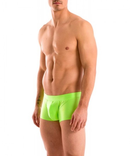 Racing Mens New Solid Hot Body Boxer Swimsuit - Lime - CL12O0ZJGR2