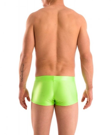 Racing Mens New Solid Hot Body Boxer Swimsuit - Lime - CL12O0ZJGR2