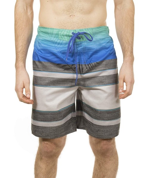 Board Shorts Mens Point Break Boardshort Swim Trunks Bathing Suit- UPF 50+ - Aqua/Grey - CB18QHKK87N