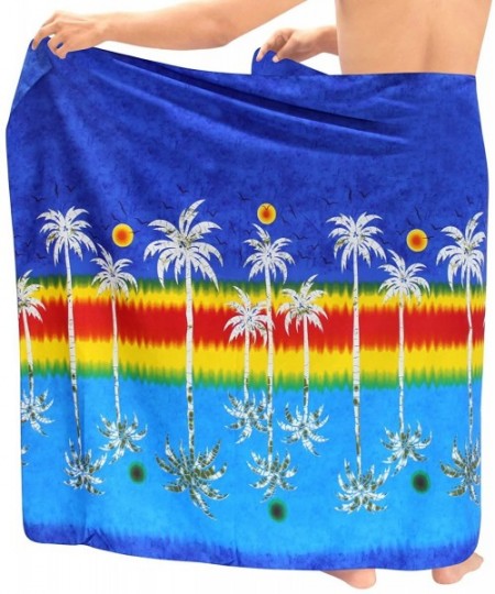 Cover-Ups Men's Plus Size Wrap Beach Swimwear Cover Up Pareo Tie Sarong Vacation - Blue_v502 - C0182T436Q4