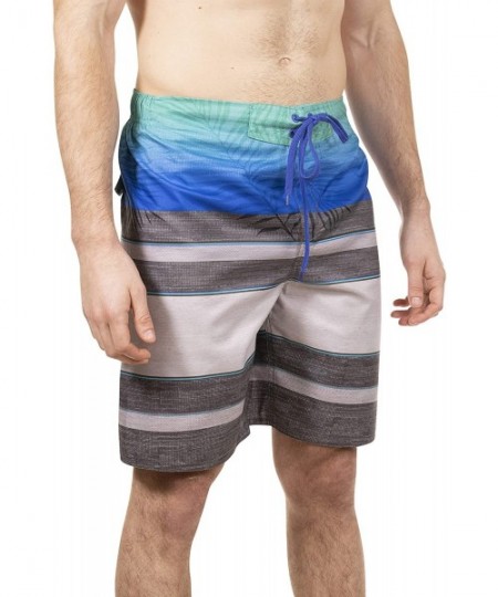 Board Shorts Mens Point Break Boardshort Swim Trunks Bathing Suit- UPF 50+ - Aqua/Grey - CB18QHKK87N