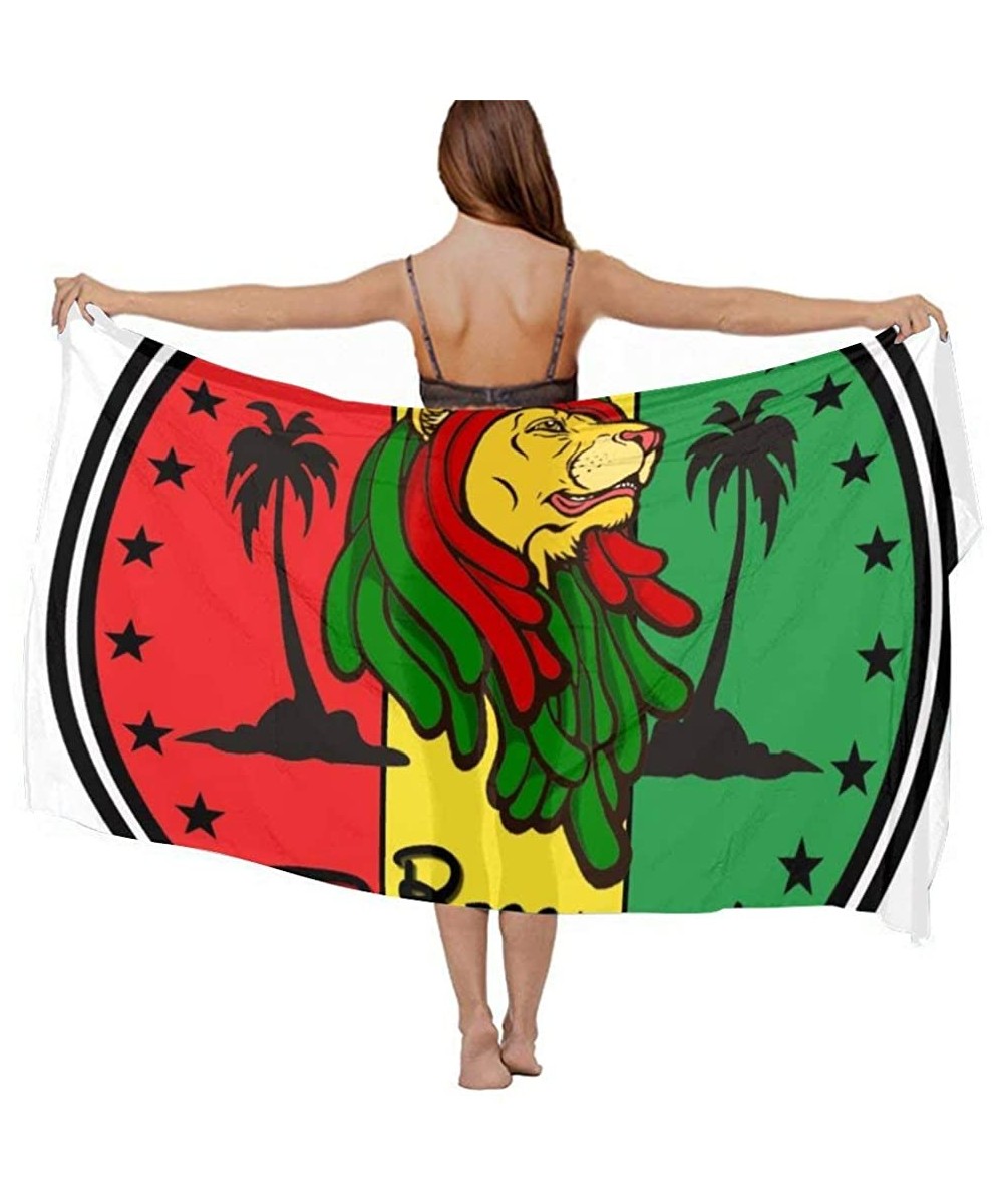 Cover-Ups Women Girl Beach Bikini Cover Up Chiffon Sarong Fashion Scarf Shawl Wrap Judah Red Yellow Green Reggae Rasta Lion -...