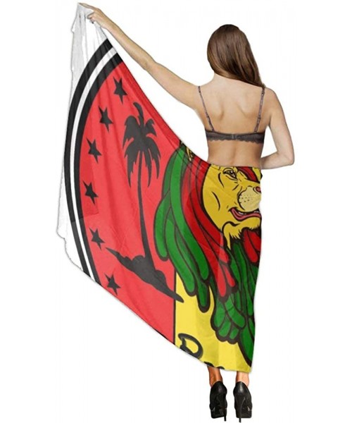 Cover-Ups Women Girl Beach Bikini Cover Up Chiffon Sarong Fashion Scarf Shawl Wrap Judah Red Yellow Green Reggae Rasta Lion -...