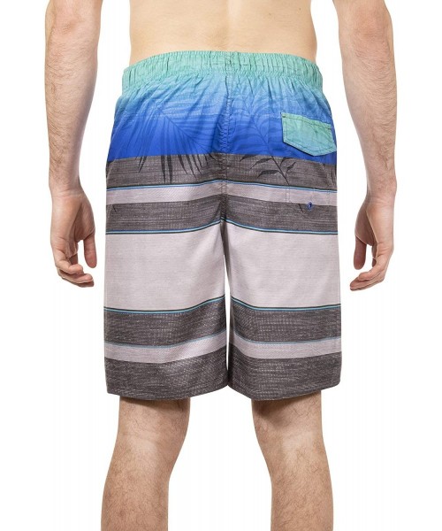 Board Shorts Mens Point Break Boardshort Swim Trunks Bathing Suit- UPF 50+ - Aqua/Grey - CB18QHKK87N