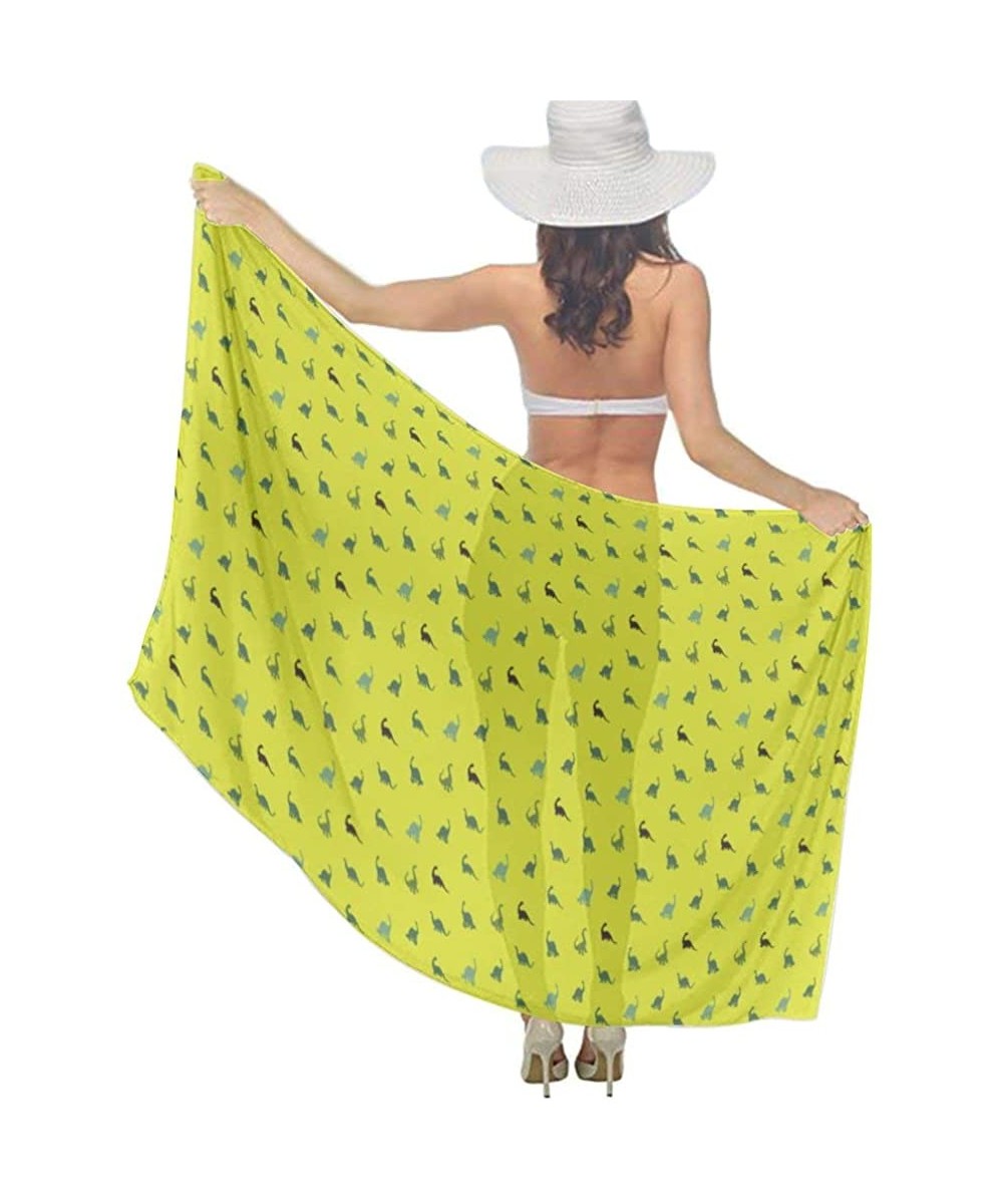 Cover-Ups Women Girls Beach Swimsuit Cover Up Fashion Wedding Party Shawl Wrap - Kawaii Baby Dinosaur - CI196SESE8O