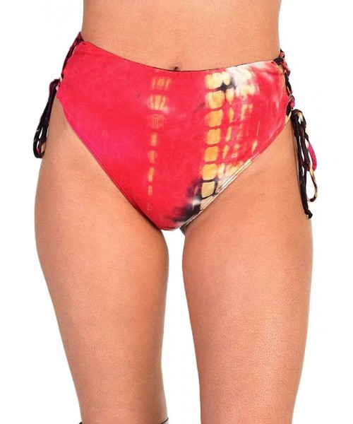 Tankinis Women's High Waisted Booty Shorts Rave Bottoms - New Vision Lace Up - CT18RRG9Q7T