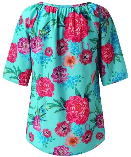 Cover-Ups Floral Blouses for Womens Leaves Feather Flared Long Sleeve V Neck Bandage Drawstring Tunic Tops Casual Tshirt 1 Gr...