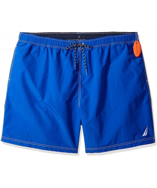 Trunks Men's Big and Tall Solid Quick Dry Classic Logo Swim Trunk - Bright Cobalt - CW188KN6MU8