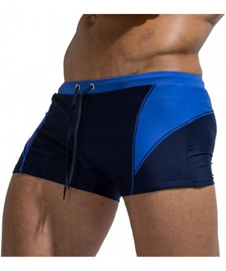 Briefs Men Swim Trunks Boxer Briefs Square Compression Leg Short Swimsuit - D-dark Blue - CE19739HKL8