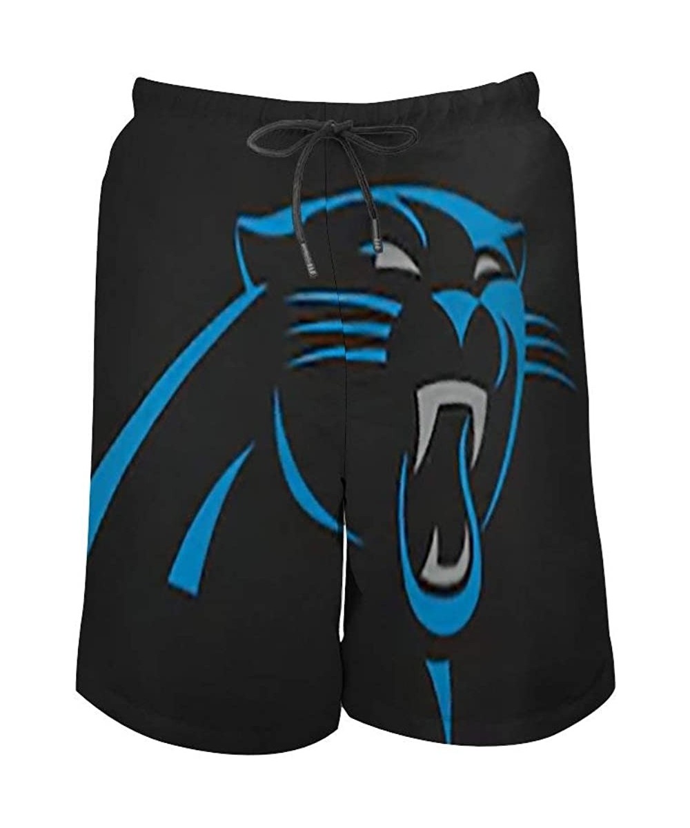 Trunks Men's Carolina Panthers Drawstring Beach Shorts - Black - CF199L8X76W