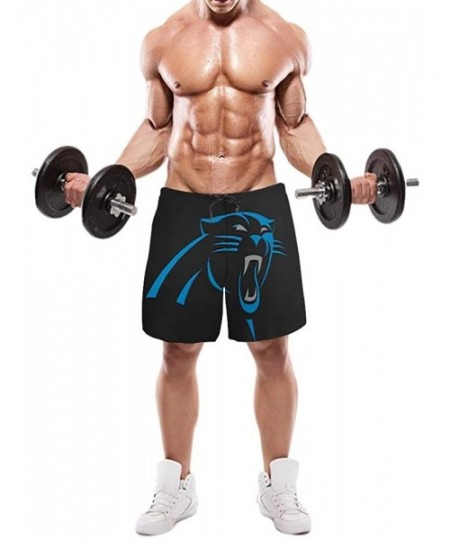 Trunks Men's Carolina Panthers Drawstring Beach Shorts - Black - CF199L8X76W