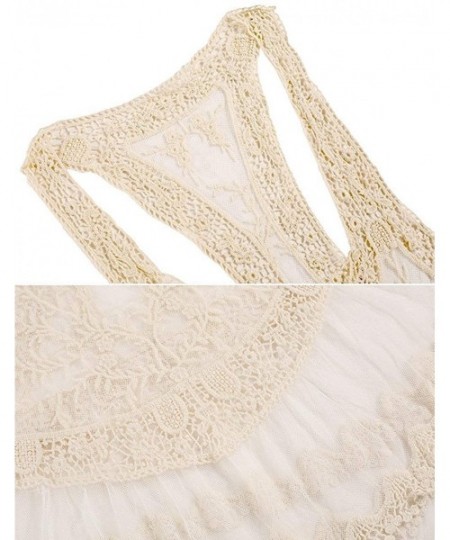 Cover-Ups Women's Bathing Suit Cover Up Crochet Lace Bikini Cover up Summer Swimsuit Dress - Beige - 2 - C118R2OTMW6