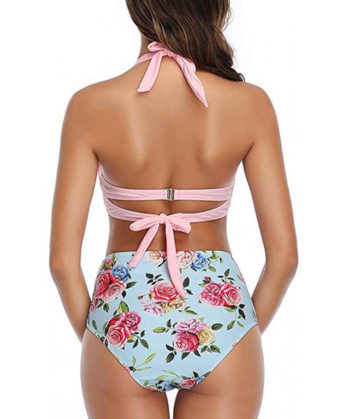 Cover-Ups Tankini Bathing Suits for Women Vintage Swimsuit Two Piece Retro Ruched High Waisted Print Bikini Set Beachwear WEI...