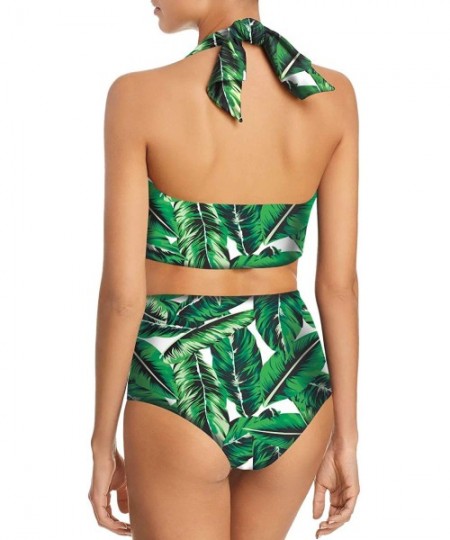 Sets Women's High Waisted Bikini Two Piece Swimsuits Leaf Print XL - CV18T9AT2GX