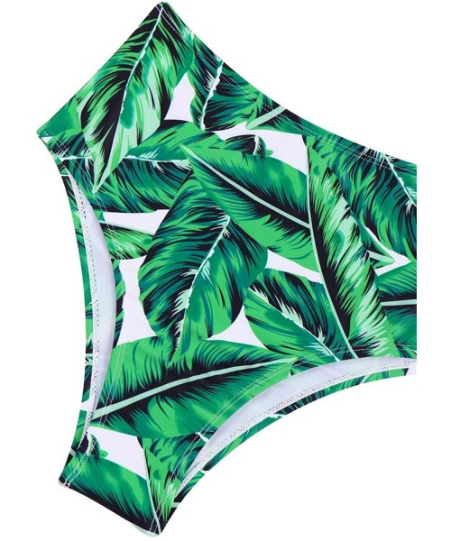 Sets Women's High Waisted Bikini Two Piece Swimsuits Leaf Print XL - CV18T9AT2GX