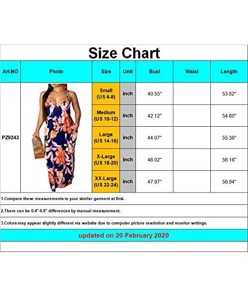 Cover-Ups Women's Sexy Sleeveless Spaghetti Strap Dresses Casual Loose Sundress Floor Length with Pockets - Floral - CN195ZU0MIT