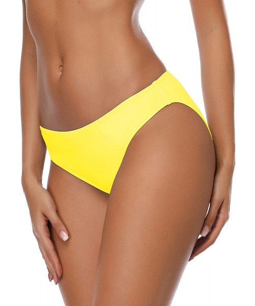 Bottoms Bikini Bottom Women's Classic Triangle Swimwear Bottom Swimsuit - Lemon Yellow - C218D3QD9OT