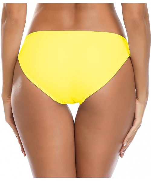 Bottoms Bikini Bottom Women's Classic Triangle Swimwear Bottom Swimsuit - Lemon Yellow - C218D3QD9OT