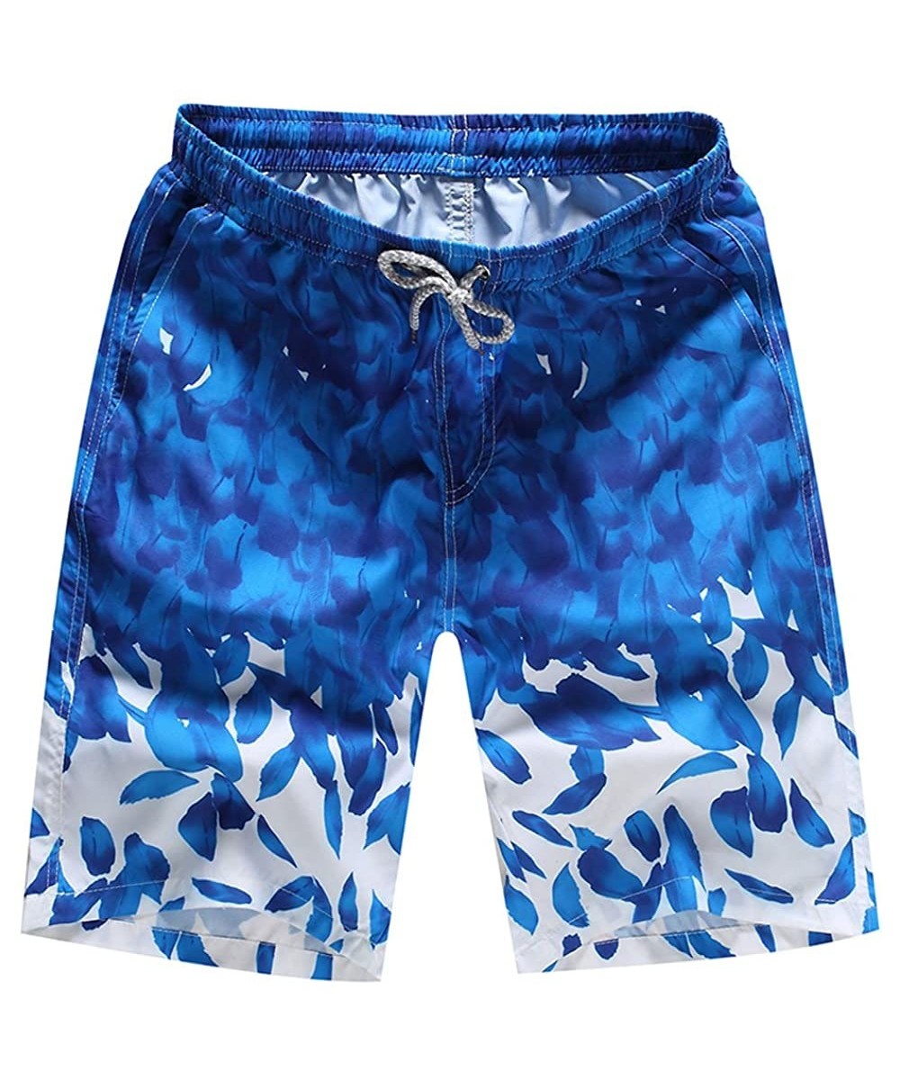 Briefs Men Swimwear-Breathable Swim Trunks Pants Swimwear Shorts Slim Wear Stripe Printing - Dark Blue - CU18TWZDYAL